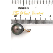 Load image into Gallery viewer, 14k Yellow Gold Triple-Diamond Bale &amp; Black Tahitian Pearl Pendant