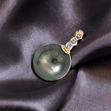 Load image into Gallery viewer, 14k Yellow Gold Triple-Diamond Bale &amp; Black Tahitian Pearl Pendant