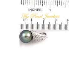 Load image into Gallery viewer, 14k White Gold Diamond Crown Tahitian Pearl Pendant