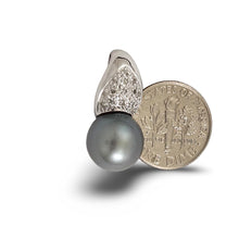 Load image into Gallery viewer, 14k White Gold Diamond Crown Blue-Silver Tahitian Pearl Pendant