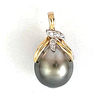 Load image into Gallery viewer, 14k Yellow Gold Baroque Tahitian Pearl &amp; Diamond Pendant