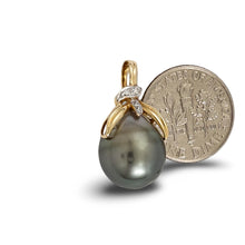 Load image into Gallery viewer, 14k Yellow Gold Baroque Tahitian Pearl &amp; Diamond Pendant