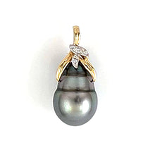 Load image into Gallery viewer, 14k Yellow Gold Baroque Tahitian Pearl &amp; Diamond Pendant