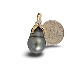 Load image into Gallery viewer, 14k Yellow Gold Baroque Tahitian Pearl &amp; Diamond Pendant