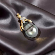 Load image into Gallery viewer, 14k Yellow Gold Baroque Tahitian Pearl &amp; Diamond Pendant