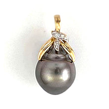 Load image into Gallery viewer, 14k Yellow Gold Baroque Tahitian Pearl &amp; Diamond Pendant