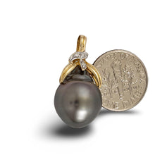 Load image into Gallery viewer, 14k Yellow Gold Baroque Tahitian Pearl &amp; Diamond Pendant