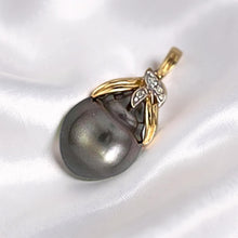 Load image into Gallery viewer, 14k Yellow Gold Baroque Tahitian Pearl &amp; Diamond Pendant