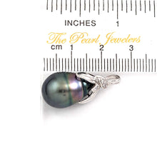 Load image into Gallery viewer, 14k White Gold Peacock Tahitian Pearl &amp; Diamond Pendant