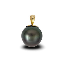 Load image into Gallery viewer, 14k Yellow Gold Flower-Cap Black Tahitian Pearl Pendant