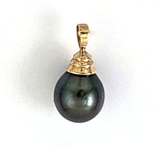 Load image into Gallery viewer, 14k Yellow Gold Bell-Style Black Tahitian Pearl Pendant