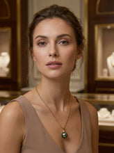 Load image into Gallery viewer, 14k Yellow Gold Bell-Style Black Tahitian Pearl Pendant