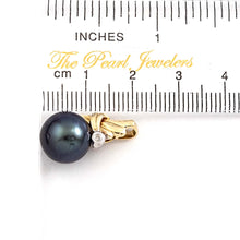Load image into Gallery viewer, 14k Gold Wing-Bale Black Tahitian Pearl &amp; Diamond Pendant
