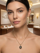 Load image into Gallery viewer, 14k Yellow Gold Bell-Bale &amp; Diamond Accent Tahitian Pearl Pendant