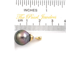 Load image into Gallery viewer, 14k Yellow Gold Bell-Bale &amp; Diamond Accent Tahitian Pearl Pendant