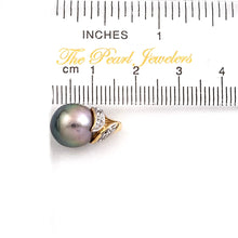Load image into Gallery viewer, 14k Yellow Gold &amp; Diamond Natural Silver Tone Tahitian Pearl Pendant