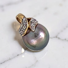 Load image into Gallery viewer, 14k Yellow Gold &amp; Diamond Natural Silver Tone Tahitian Pearl Pendant