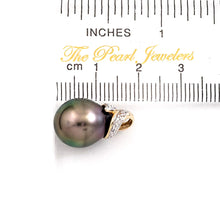 Load image into Gallery viewer, 14k Yellow Gold &amp; Diamond Natural Peacock Tahitian Pearl Pendant