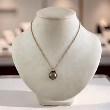 Load image into Gallery viewer, 14k Yellow Gold &amp; Diamond Natural Peacock Tahitian Pearl Pendant