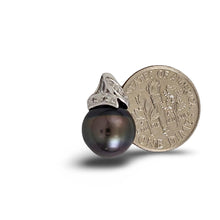 Load image into Gallery viewer, 14k White Gold &amp; Diamond Black Tahitian Pearl Pendant