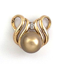 Load image into Gallery viewer, 14k Yellow Gold &amp; Diamond Champagne Tahitian Pearl Pendant