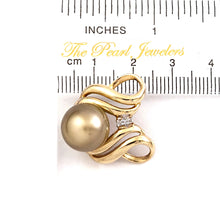 Load image into Gallery viewer, 14k Yellow Gold &amp; Diamond Champagne Tahitian Pearl Pendant