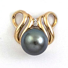 Load image into Gallery viewer, 14k Yellow Gold &amp; Diamond 13.5 mm Tahitian Pearl Pendant