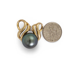 Load image into Gallery viewer, 14k Yellow Gold &amp; Diamond 13.5 mm Tahitian Pearl Pendant