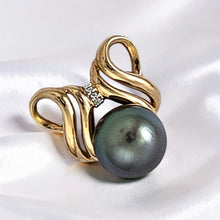 Load image into Gallery viewer, 14k Yellow Gold &amp; Diamond 13.5 mm Tahitian Pearl Pendant