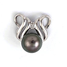 Load image into Gallery viewer, Black Tahitian Pearl Pendant in 14k White Gold &amp; Diamonds
