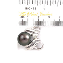 Load image into Gallery viewer, Black Tahitian Pearl Pendant in 14k White Gold &amp; Diamonds