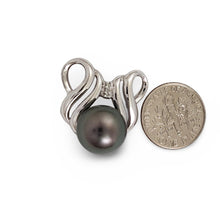 Load image into Gallery viewer, Black Tahitian Pearl Pendant in 14k White Gold &amp; Diamonds