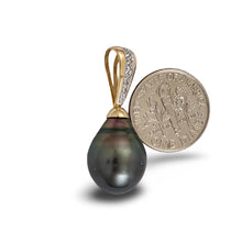 Load image into Gallery viewer, Baroque Black Tahitian Pearl Pendant in 14k Yellow Gold