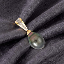 Load image into Gallery viewer, Baroque Black Tahitian Pearl Pendant in 14k Yellow Gold