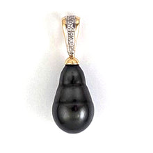 Load image into Gallery viewer, Baroque Tahitian Pearl Pendant in 14k Yellow Gold &amp; Diamonds