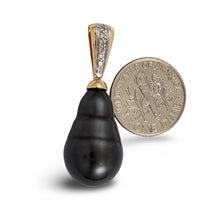 Load image into Gallery viewer, Baroque Tahitian Pearl Pendant in 14k Yellow Gold &amp; Diamonds