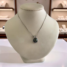 Load image into Gallery viewer, Genuine Black Tahitian Pearl &amp; Diamond Pendant in White Gold