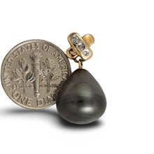 Load image into Gallery viewer, 14k Yellow Gold “X” Bale &amp; Diamond Baroque Tahitian Pearl Pendant