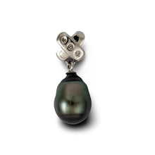 Load image into Gallery viewer, 14k White Gold X-Bale &amp; Diamond Baroque Black Tahitian Pearl Pendant