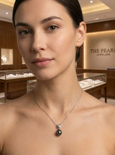 Load image into Gallery viewer, 14k White Gold X-Bale &amp; Diamond Baroque Black Tahitian Pearl Pendant