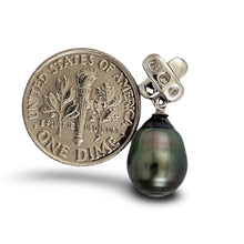 Load image into Gallery viewer, 14k White Gold X-Bale &amp; Diamond Baroque Black Tahitian Pearl Pendant