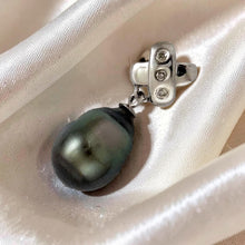 Load image into Gallery viewer, 14k White Gold X-Bale &amp; Diamond Baroque Black Tahitian Pearl Pendant