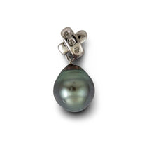 Load image into Gallery viewer, 14k White Gold &amp; Diamond Baroque Black Tahitian Pearl Pendant