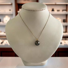 Load image into Gallery viewer, 14k Yellow Gold Dimpled-Bail &amp; Diamond Black Tahitian Pearl Pendant