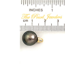 Load image into Gallery viewer, 14k Yellow Gold Dimpled-Bail &amp; Diamond Black Tahitian Pearl Pendant