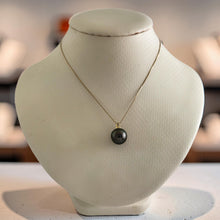 Load image into Gallery viewer, Baroque Black Tahitian Pearl &amp; Diamond Dimpled-Bail Pendant