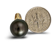 Load image into Gallery viewer, Baroque Black Tahitian Pearl &amp; Diamond Dimpled-Bail Pendant