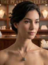 Load image into Gallery viewer, Tear-Shape Black Tahitian Pearl &amp; Diamond Angel-Wing Pendant