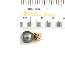 Load image into Gallery viewer, Tear-Shape Black Tahitian Pearl &amp; Diamond Angel-Wing Pendant