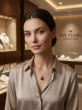 Load image into Gallery viewer, Round Black Tahitian Pearl &amp; Diamond Angel-Wing Pendant